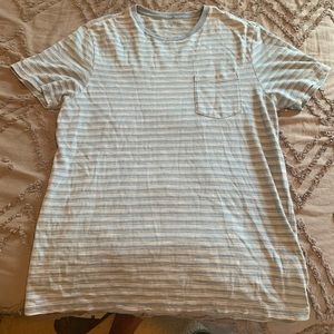 J. Crew Striped Blue Cotton Pocket Crew Neck Tee Shirt Sz.M